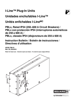 I-Line™ Plug-In Units: PBLx 250–600 A Circuit Breakers (IP54)
