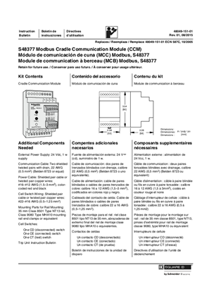 Module de communication à berceau (MCB) Modbus, S48377 directives d'utilisation