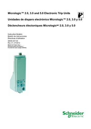 MicroLogic 2.0, 3.0 and 5.0 Electronic Trip Units Installation Instructions