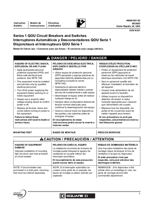 Series 1 QOU Circuit Breakers and Switches Instruction Sheet
