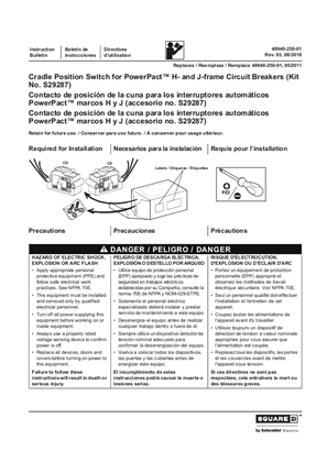 Cradle Position Switch for PowerPacT H- and J-frame Circuit Breakers, Installation Instructions