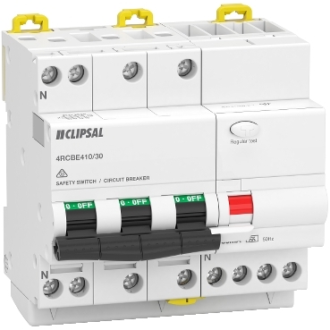 Clipsal MAX4 RCBO 3P+N 10A C Curve 30mA Type A 6000A 5 Modules