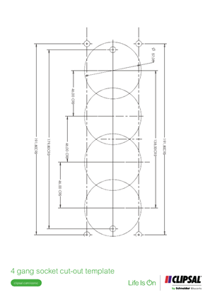 4 Gang Socket Cut Out Template Clipsal