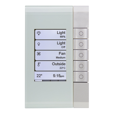 C-Bus, Wall Plate, Saturn Enhanced Dynamic Labelling Technology, 5 Key, Black Grid