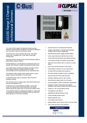 Data sheet for C-Bus L5103D Series 3 Channel Professional Dimmers Universal