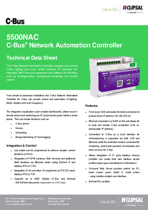 Technical Data Sheet for 5500NAC C-Bus Automation Controller