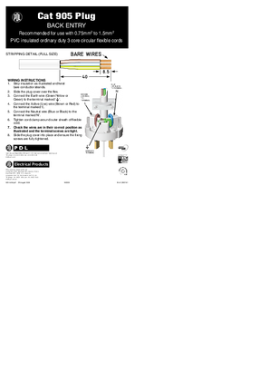 Wiring instructions for 905, back entry plug