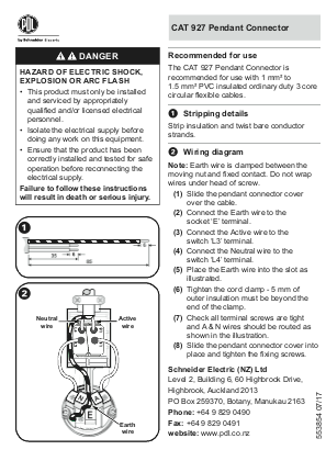 Wiring Accessories, wiring instruction sheet for PDL927 pendant suspension socket