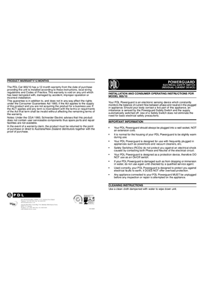 Powerguard Series installation and operating instructions for portable residual current device - 955 cordset