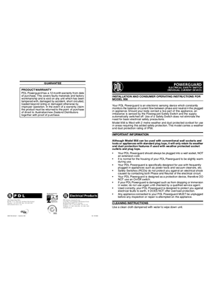 Installation and operating instructions for portable residual current device - 956 cordset Powerguard Series