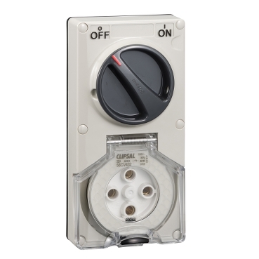 Switched Socket Vertical IP66 4 PIN 32A Less Enclosure