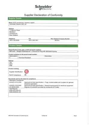 56 Series, 56P416K, Declaration of Conformity