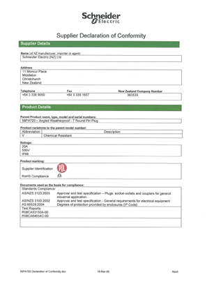 56 Series, 56PA720, Declaration of Conformity