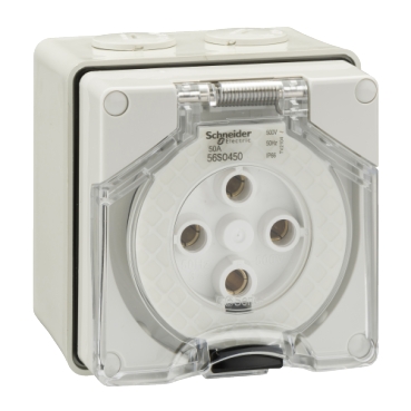 Socket Outlets, Surface Sockets - IP66, 500V 50A - 4 Round Pins