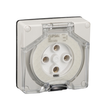 Clipsal - 56 Series, Socket Outlet Surface 4 PIN Round 50A Less Enclosure