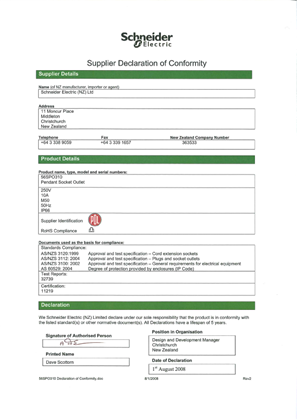 56 Series, 56SPO310, Declaration of Conformity