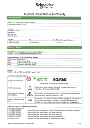 56 Series, 56SW332, Supplier Declaration of Conformity