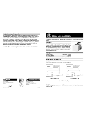 600 Series installation and operating instructions for modular relay - 600RM