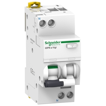 iDPN Vigi RCBO Schneider Electric Residual current circuit breakers with overcurrent protection. Acti9 range for low voltage DIN rail system provides absolute safety.