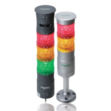 Colonnes de signalisation modulaires de 60 mm de diamètre avec Leds multicolores haute luminosité.
