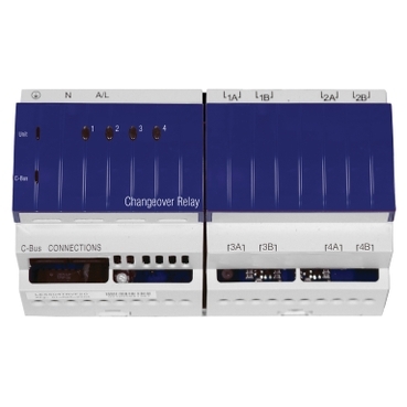 Changeover Relays are DIN-rail mounted devices with four independent, voltage free, changeover relay contacts.