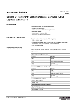 Lighting Control Software (LCS) Installation
