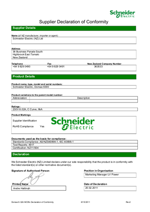 SCHNEIDER DOMAE disjoncteur C 20A 1P+N 4500A 230VAC 19168 – Nova Business  Company