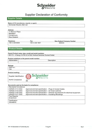 600 Series, 641-15, Declaration of Conformity