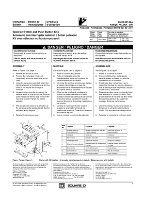 Class 8911 Selector Switch and Push Button Kits Installation Instructions