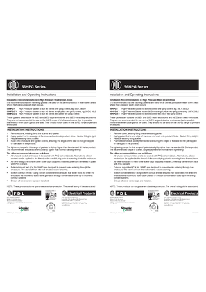 56 Series installation and operating instructions for high pressure gaskets