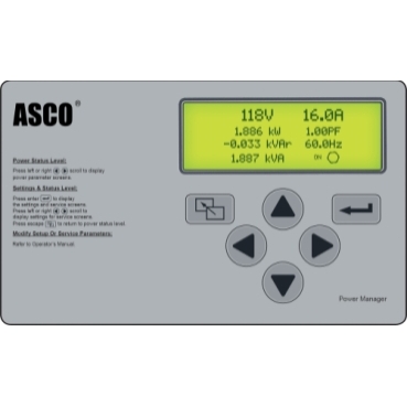 ASCO Power Manager XP 5220 ASCO Power Technologies Recueille des informations en temps réel sur l’alimentation monophasée ou triphasée