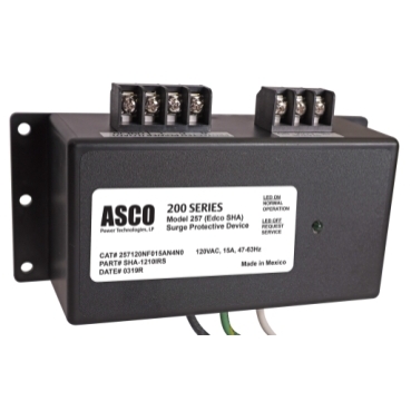 ASCO Model 257 (Edco SHA-1210IRS) Surge Protective Device ASCO Power Technologies 120 VAC | 40 kA (L–N), 40 kA (L–G), 13 kA (N–G), 93 kA/Total