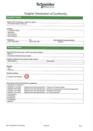 600 Series, 694-15, Declaration of Conformity