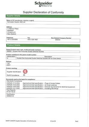 600 Series, 695DP and 695DPX, Supplier Declaration of Conformity