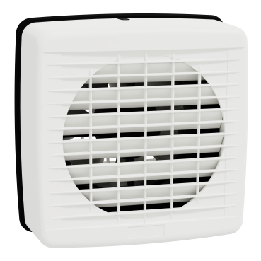 Exhaust fan, Airflow, window, 150mm blade dia, auto louvre, white-Front view (45°x4°)