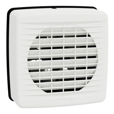 Exhaust fan, Airflow, wall, 150mm blade dia, auto louvre, white-Front view (45°x4°)