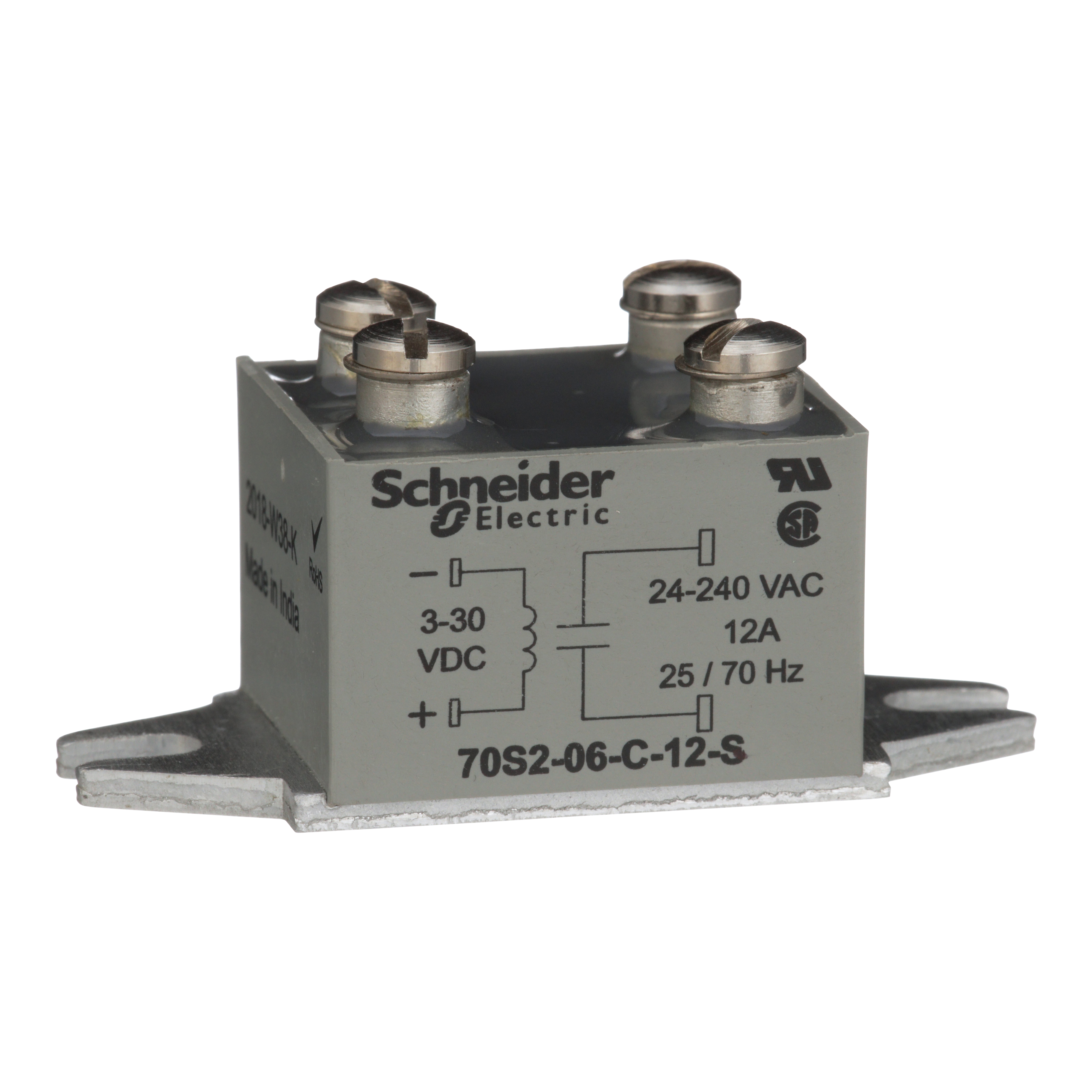 Relay, SE Relays, solid state, SPST, 12A, 24…280 VAC, triac, panel mount, screw terminal