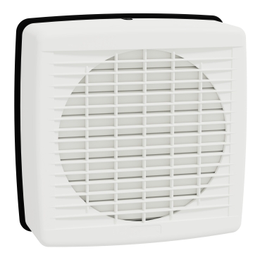 Exhaust fan, Airflow, wall, 200mm blade dia, pull cord louvre, white-Front view (45°x4°)