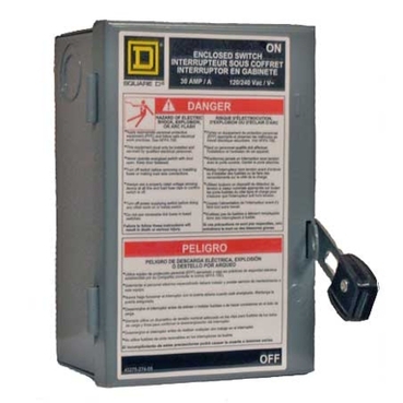 Light Duty Safety Switch Square D Ideal for home applications in disconnecting power to workshops, hobby rooms, furnaces, and garages.