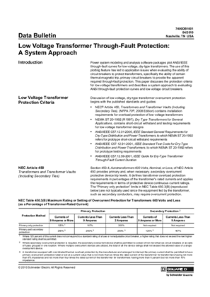 Low Voltage Transformer Through-Fault Protection: A System Approach
