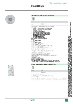 Technical leaflet ARGUS Presence detector DALI 230V - 2 zones master/IR remote control