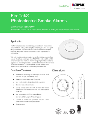755LPSMA4 Brochure Smoke Alarm