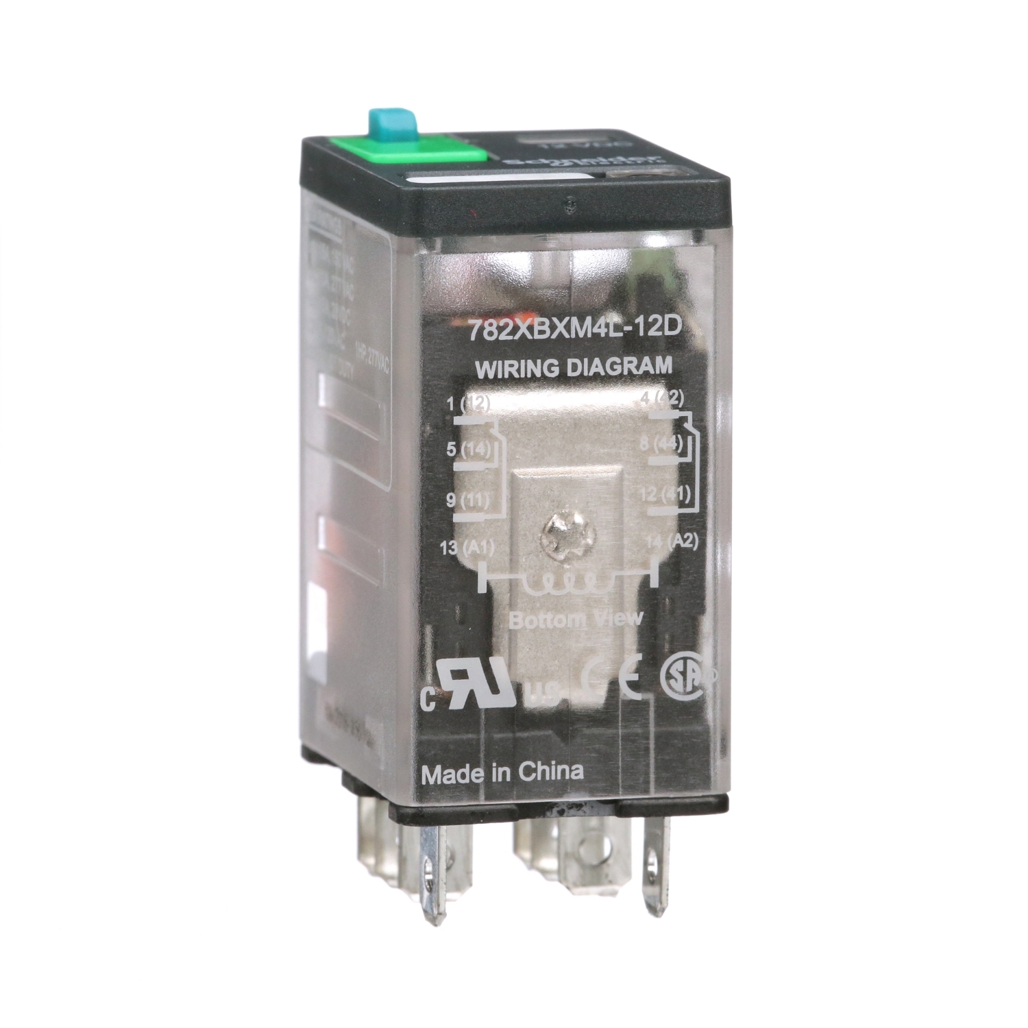 Power Relay, General Purpose Relays, DPDT, LED clear cover, lock push button, faston terminals, 15A, 24V AC, 2NC + 2NO
