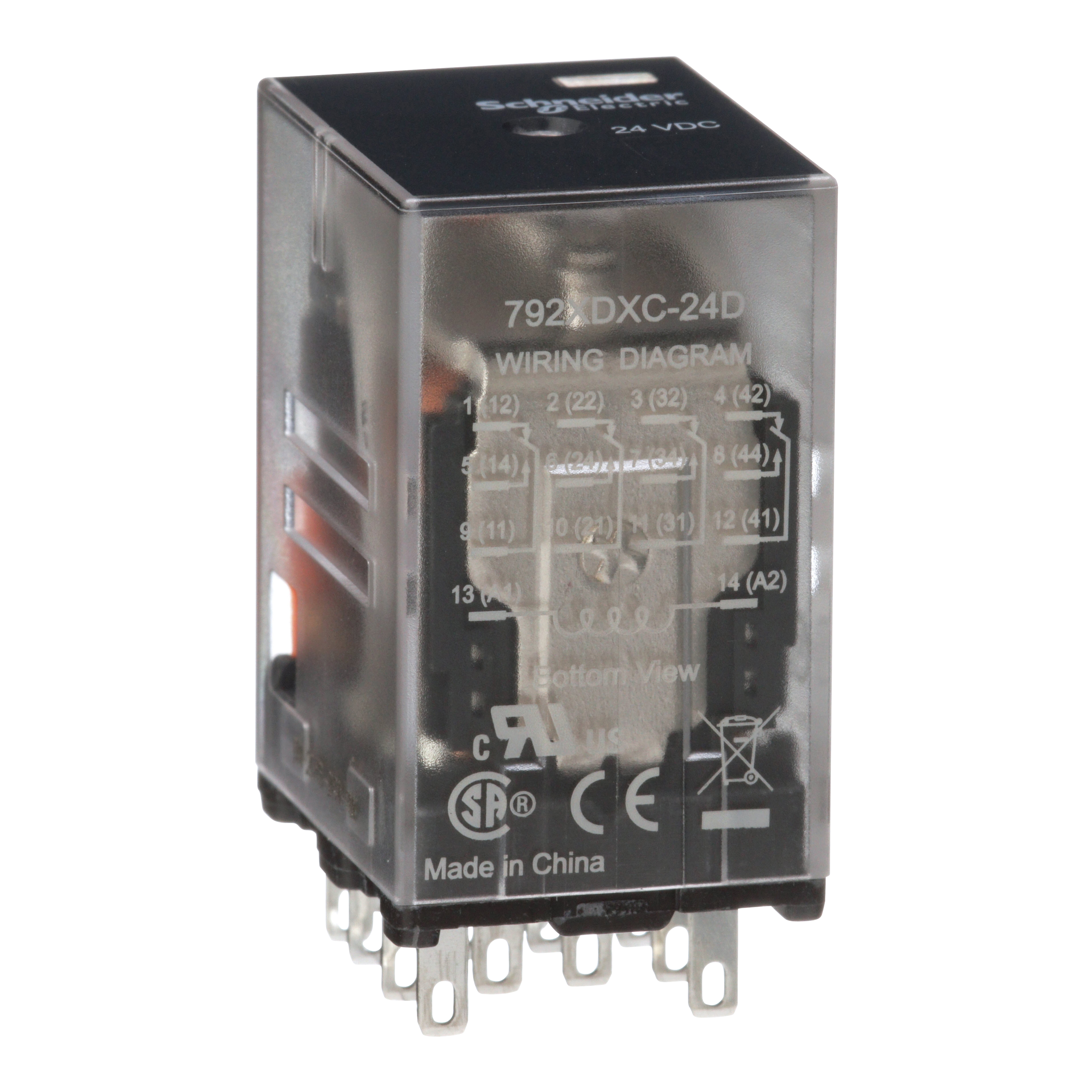 Power relay, SE Relays, 4PDT, 6A, 24 VDC, clear cover