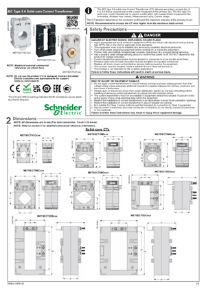 IEC Type 5A Solid-core Current Transformer - Instruction Sheet