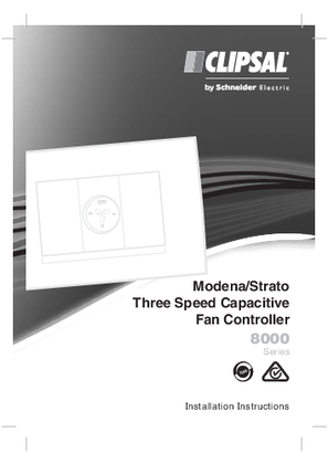 Installation Instruction for 8000 Series Modena/Strato Three Speed Capacitive Fan Controller