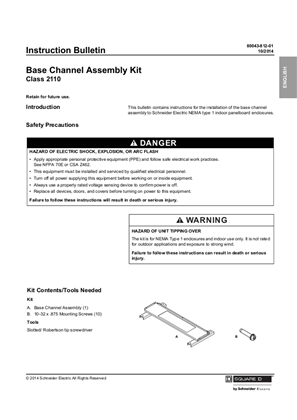 Base Channel Assembly Kit Installation Instructions