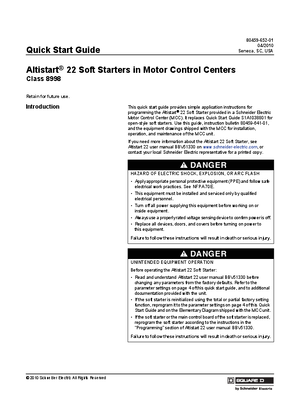 Altistart 22 Soft Starters in Motor Control Centers - Installation Instructions