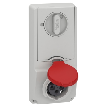 MUREVA PK (Unika) Panelre szerelhető, reteszelhető aljzat, 3P+F, 6h, 16A, 415V, IP44, olvadóbiztosítós 82135