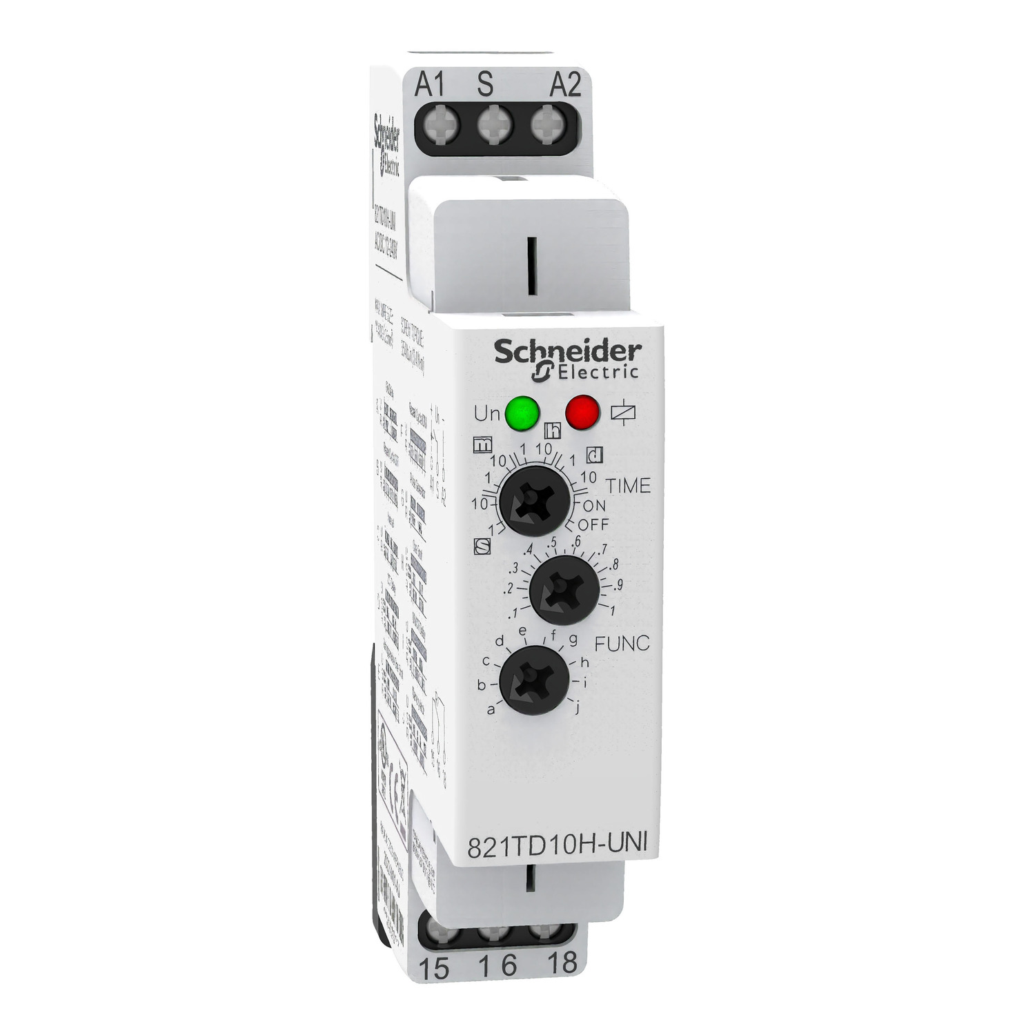 time delay relay, Legacy, SPDT, 100 ms to 10 days, DIN mounting support, 15A, 12...240V AC DC